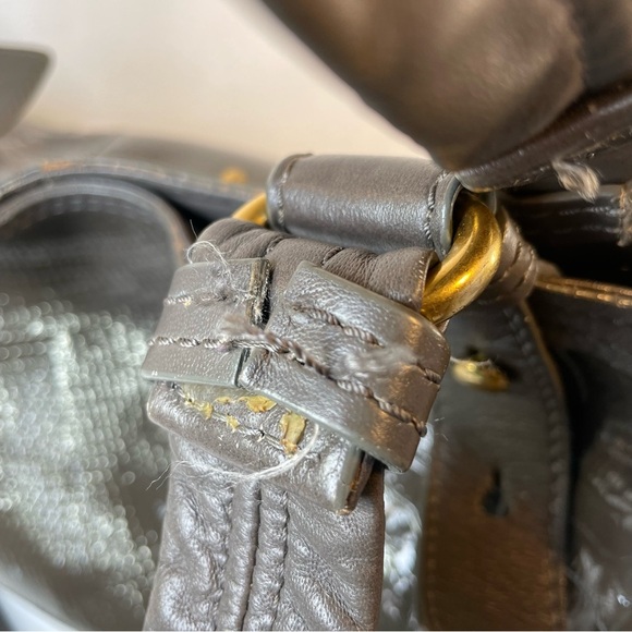 Marc by Marc Jacobs Gray Green Patent Leather Snakeskin Hobo Shoulder Tote Bag - Picture 11 of 16